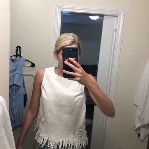 Urban Outfitters White Denim Distressed Tank